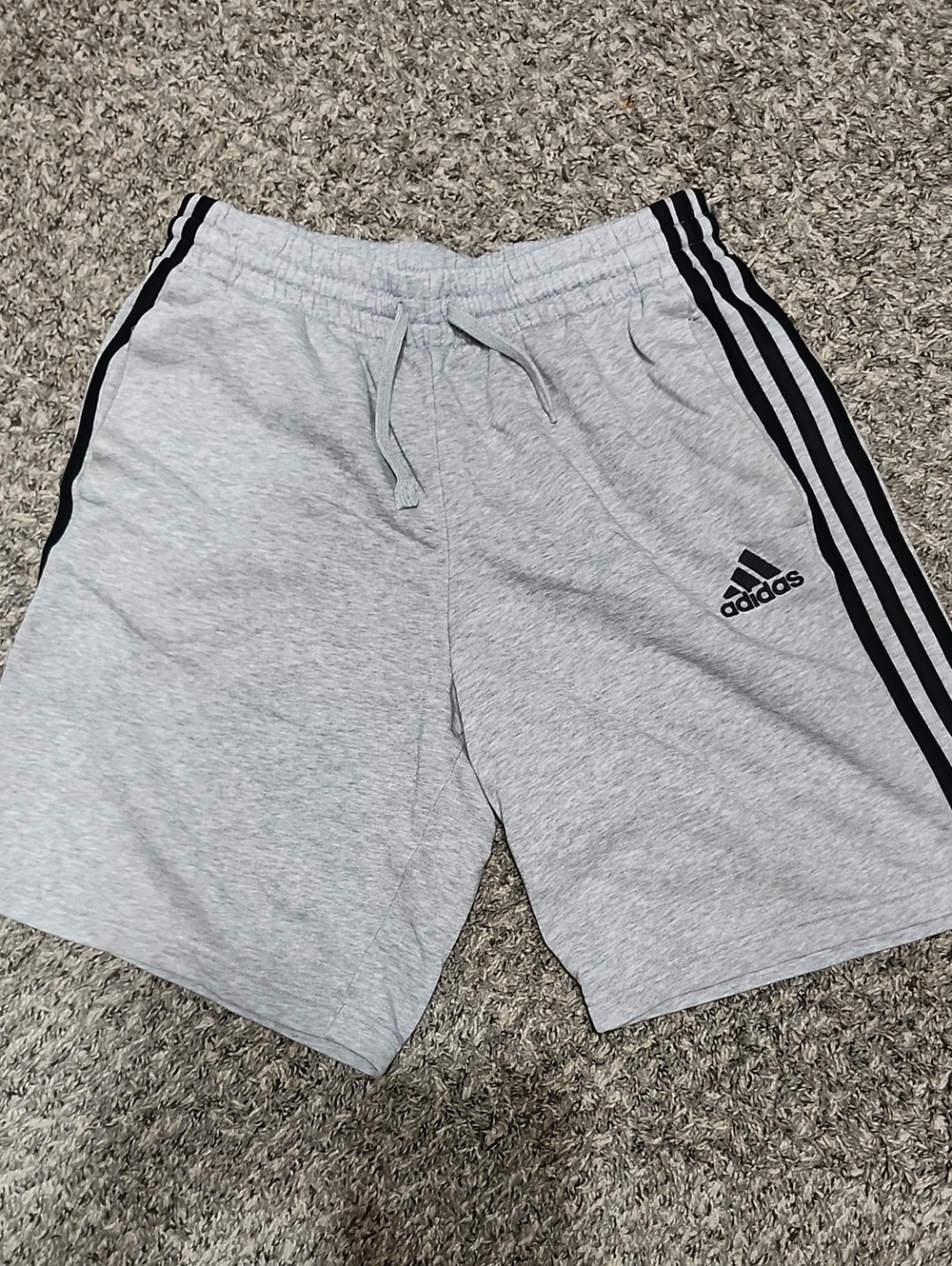 adidas Gray Athletic Shorts with Black 3-Stripes